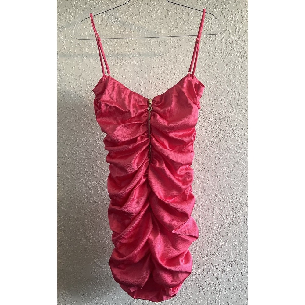 Nookie Pink Mini Utopia L NWT Cutout Ruched Gold Adjustable Straps Zip Back - Picture 4 of 12